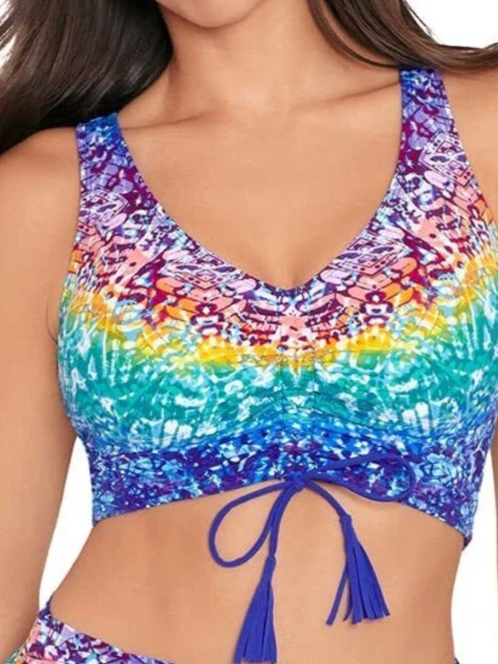 Skinny Dippers Skinny Dippers Adjustable Crop Swim Top in Rainbow Size M NWT - Picture 3 of 12